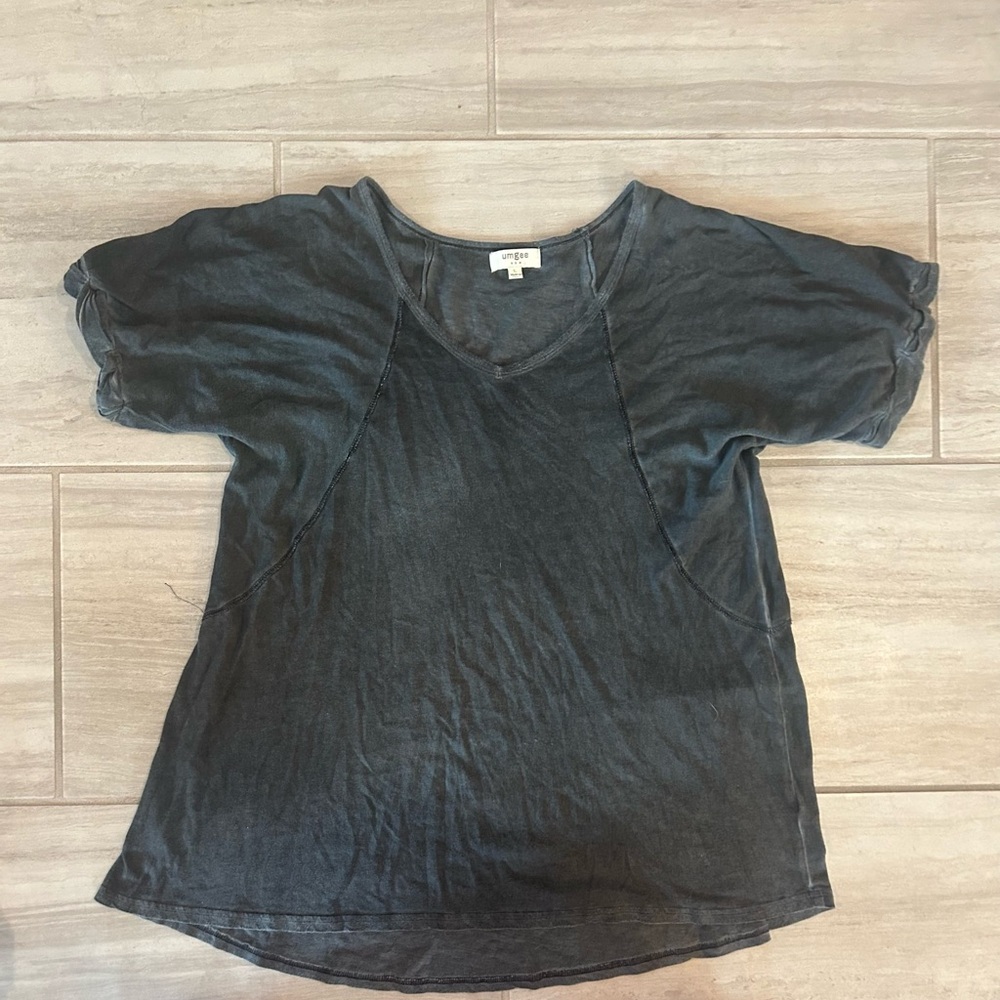 Umgee Charcoal Short Sleeve Top